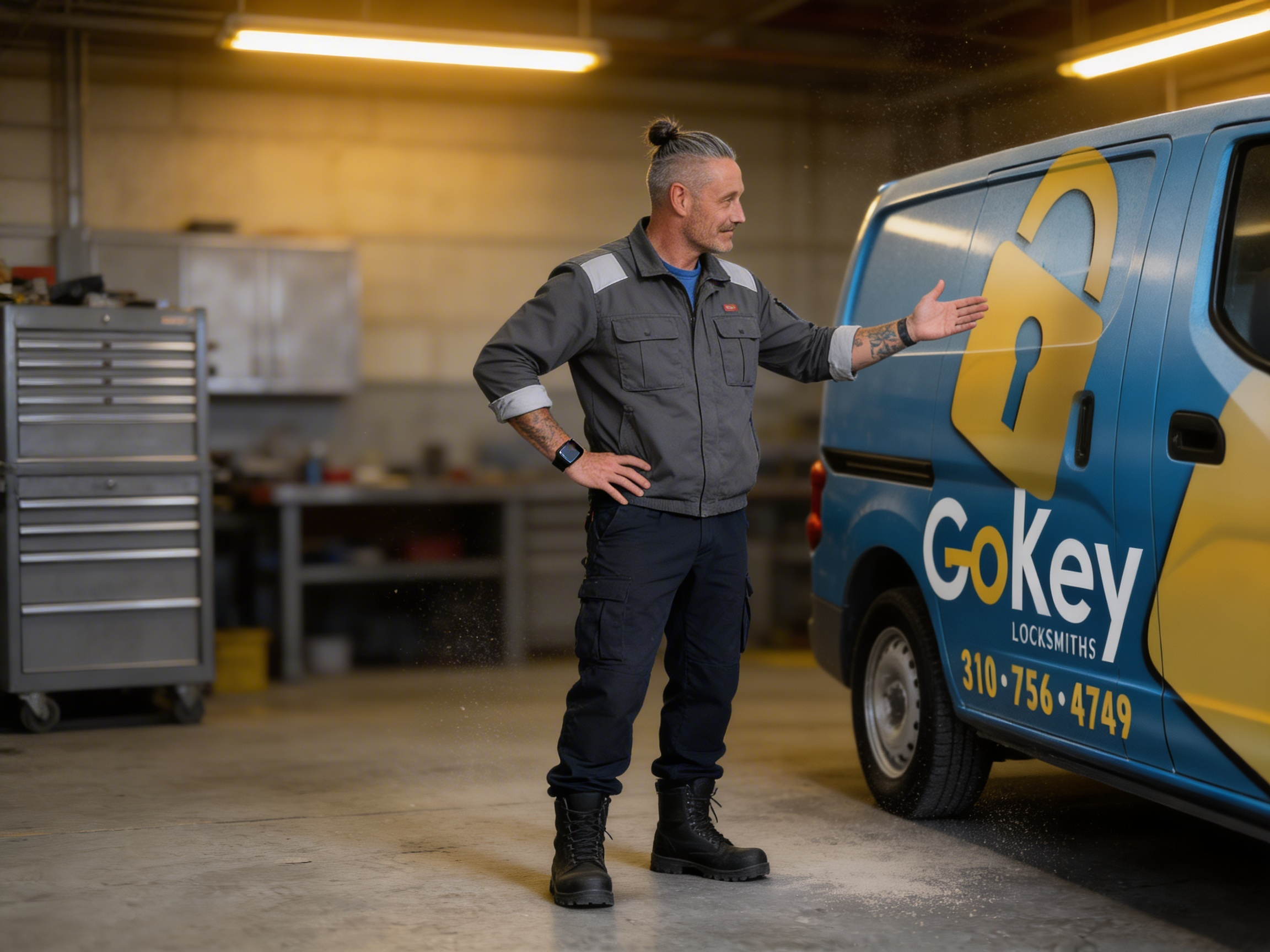 Matt Johnson with GoKey Locksmiths van
