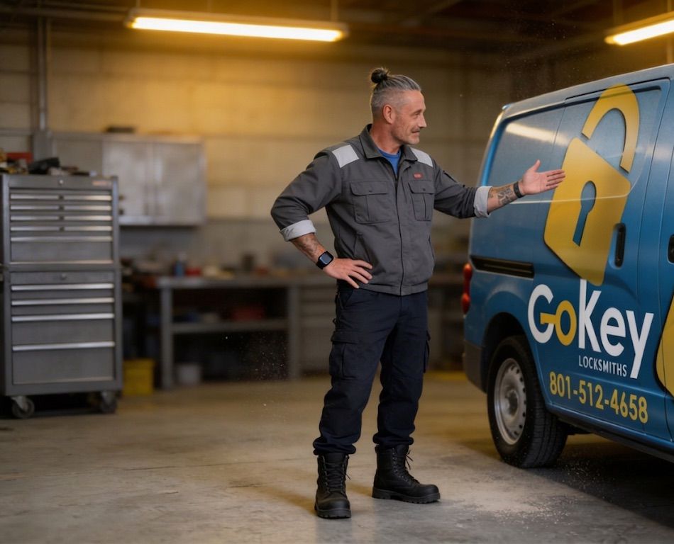 Matt Johnson, founder of GoKey Locksmiths, with the GoKey van
